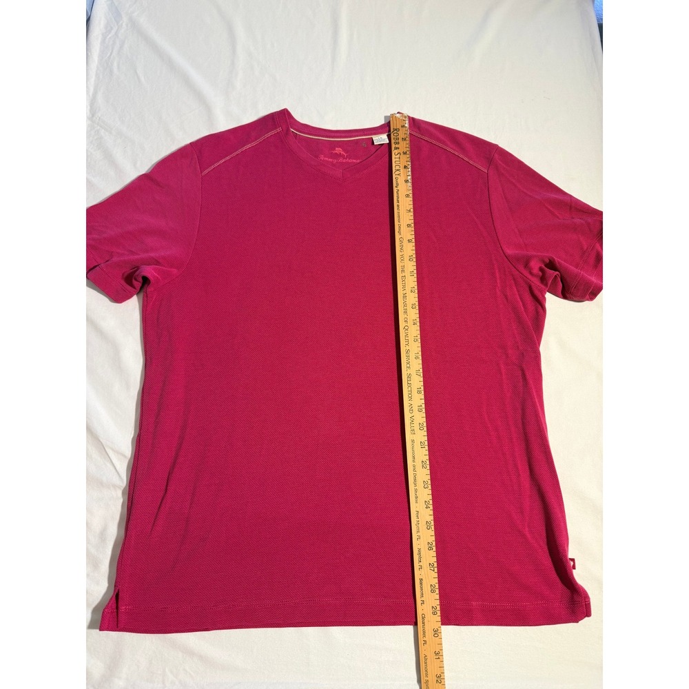 Tommy Bahama Mens Large Raspberry Pink V-Neck Short Sleeve Modal Blend T-Shirt
